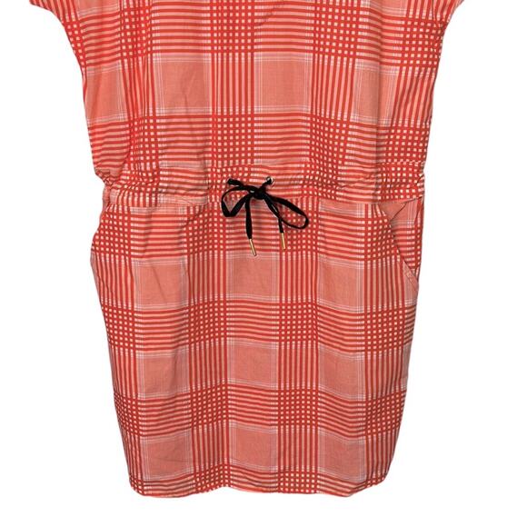 Never a Wallflower orange & white checked short sleeves drawstring mini dress xs - Picture 3 of 5